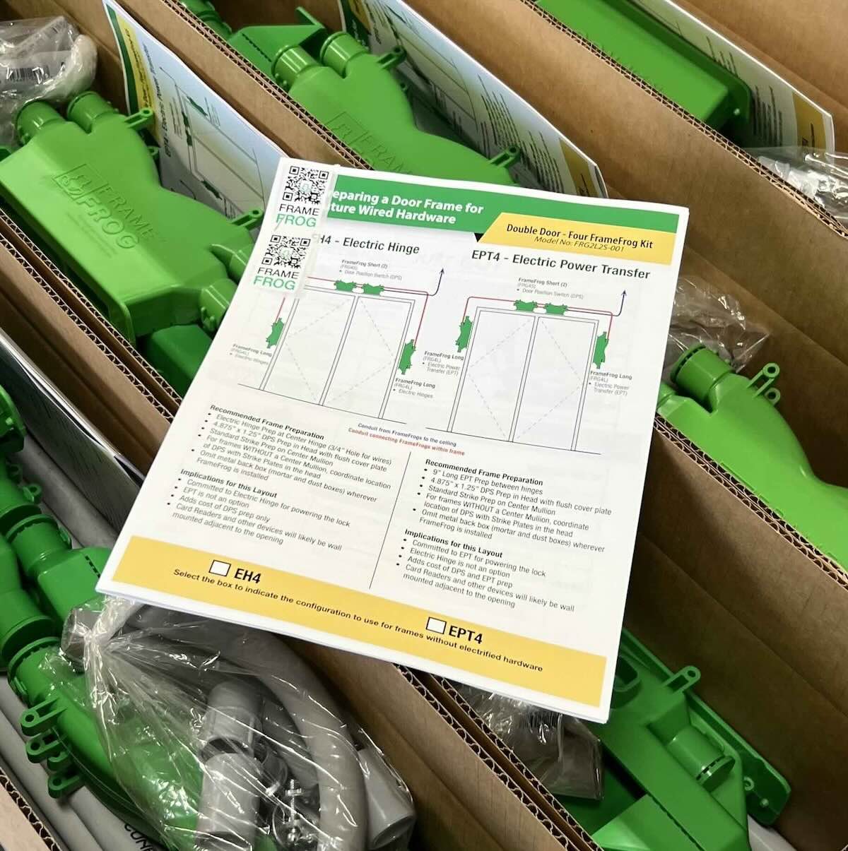 Frame Frog Kits and instructions on site during the Franklin High School project